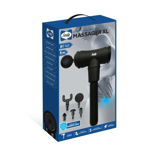 Sealy Long-Handled Lightweight Percussive Massage Gun with 5 Massage Heads (MA-103)